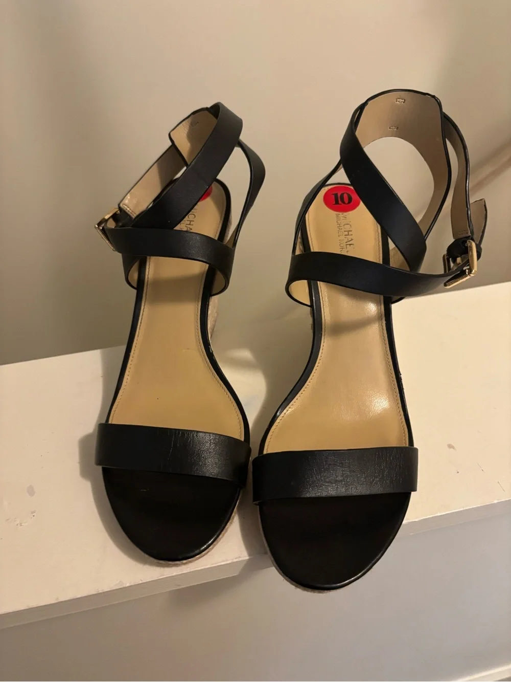 Michael Kors Black Leather Strappy Ankle-Sandal